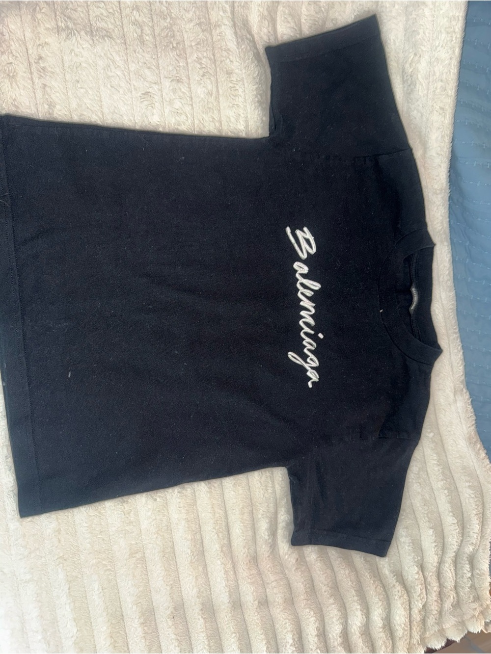 Balenciaga Black Tee with White Script Logo